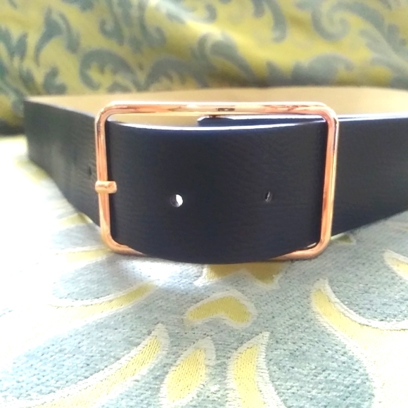 Black Belt Vegan Leather Gold Buckle Medium / Large - Picture 2 of 3